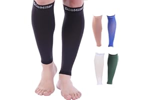 Doc Miller Calf Compression Sleeve – Footless Socks for Women & Men, 30-40mmHg Medical Design, Compression Shin Sleeves, Leg Cramp Relief, Varicose Veins, Knee High Stockings, 1 Pair