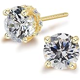 ADAIER Hypoallergenic Cubic Zirconia Stud Earrings for Women & Men 24K Gold Plated Sterling Silver Post, CZ Simulated Diamond Halo Studs Sensitive Ear Friendly Gift (ED-31)