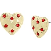 Steve Madden Womens Stone Heart Stud Earrings