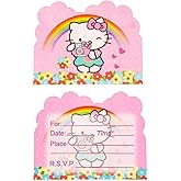 AQHOFSV 20 Pcs Cat Birthday Party Invitation Card Party Supplies Decoration (rainbow)