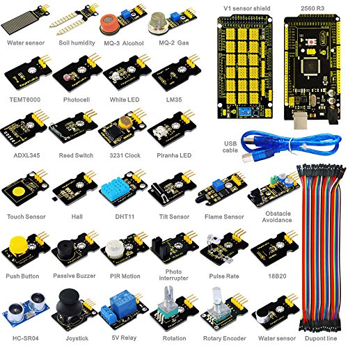 KEYESTUDIO Sensor Kit for Arduino Mega 2560 Arduino Uno R3 Arduino Micro Arduino Pro Mini , 30 Sensor Modules Kit with Tutorial and Mega 2560