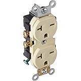 Leviton 5822-I Straight Blade Single Receptacle, 250 Vac, 20 A, 2 Pole, 3 Wire, Ivory