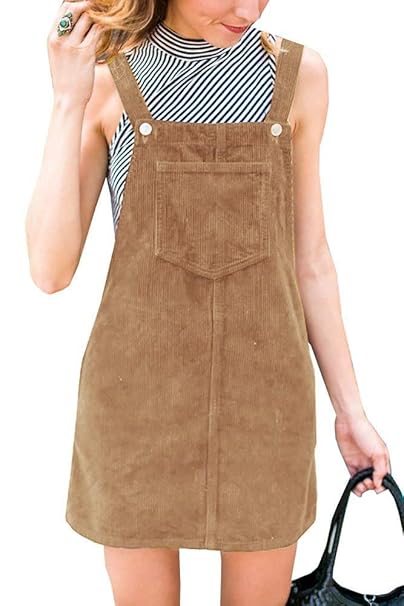 Ybenlover Damen Latzkleid Herbst Kleider Trägerkleid A Linie Minikleid Overall