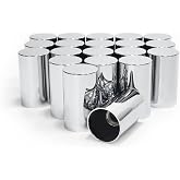 Grandroad auto 20 Pack Lug Nut Covers, 33mm by 3-1/2" Thread On Flat Top Cylinder Nut Cover Caps ABS Chrome Plastic Anti-Rust Screw-on Lug Nut Covers for Semi Trucks Trailers