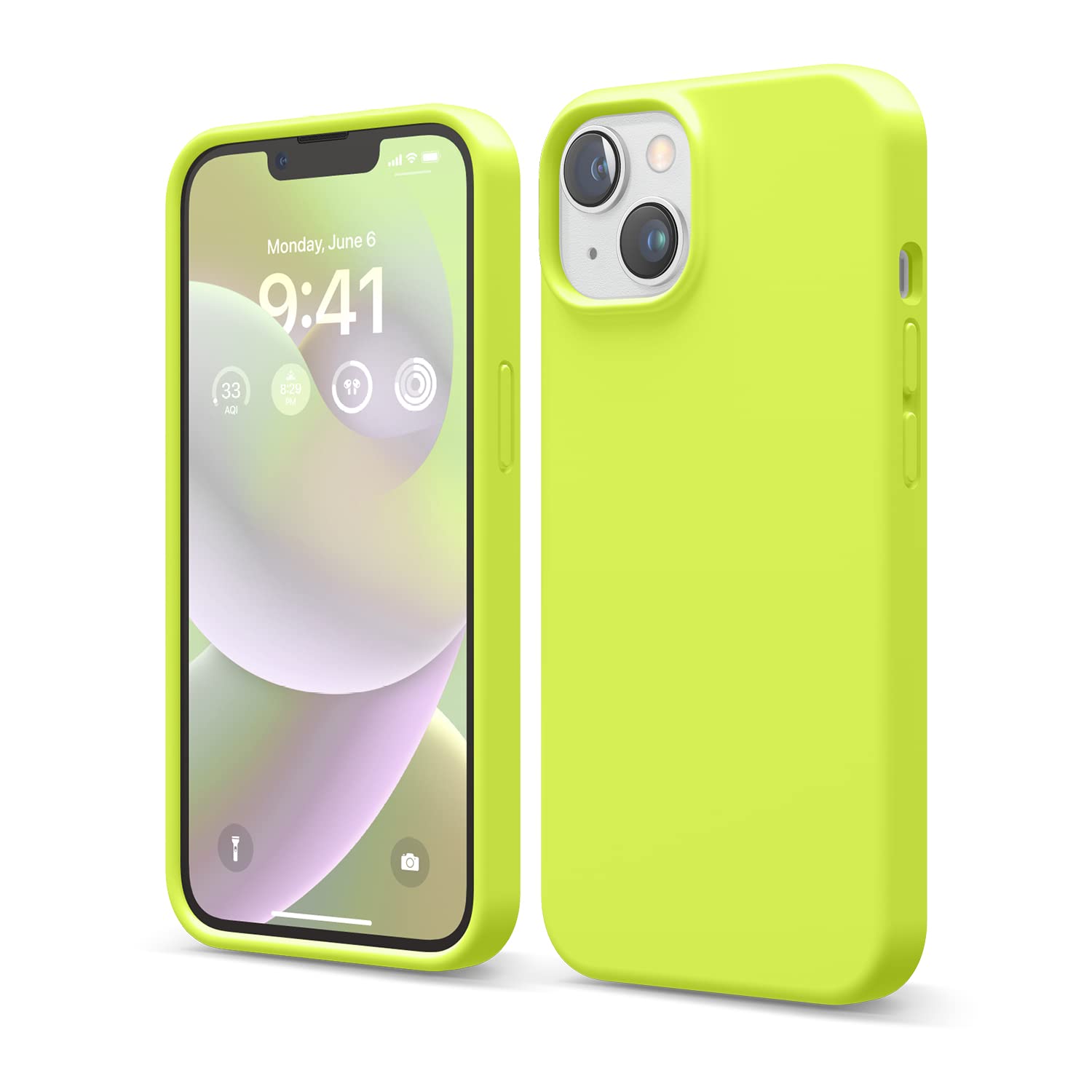 elago Liquid Silicone Case Compatible with iPhone 14 Case (6.1"), Premium Silicone, Full Body Protection - 4 Layer Shockproof Phone Cover, Anti-Scratch Soft Microfiber Lining (Neon Yellow)