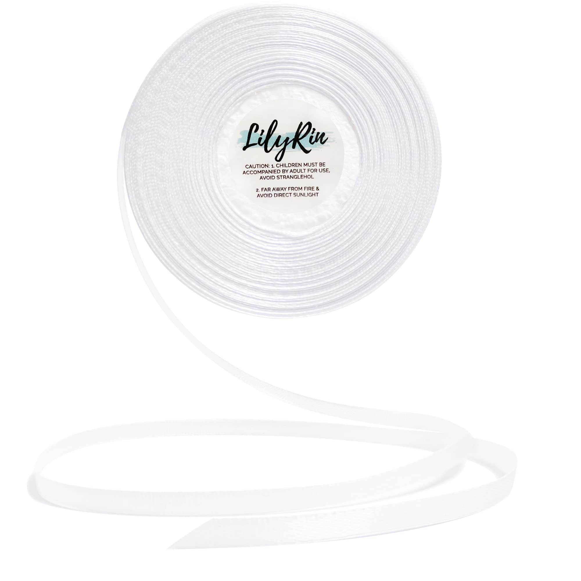 White Ribbon 1/4 Inches 36 Yards Satin Roll Perfect for Scrapbooking, Art, Wedding, Wreath, Baby Shower, Packing Birthday, Wrapping Christmas Gifts or Other Projects