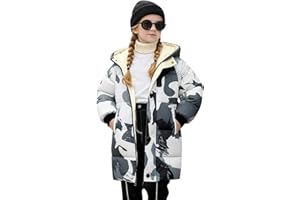 aksuejeow Hooded Puffer Jacket Kids Windproof Warm Solid Quilted Padded Down Jackets with Pockets Toddler Winter Coat Girls