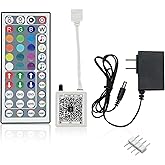 FONEWE 44 Key RGB LED Strip Lights IR Remote Control, Remote Receiver RGB LED Light Strip, 24V Power Adapter for LED Lights