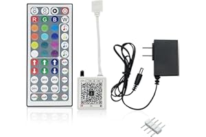 FONEWE 44 Key RGB LED Strip Lights IR Remote Control, Remote Receiver RGB LED Light Strip, 24V Power Adapter for LED Lights