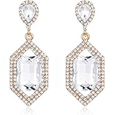 Met-edianger Vintage Rhinestone Statement Earrings Retro Geometric Earrings Crystal Drop Dangle Earrings for Women