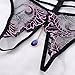 Sexyangels Womens Open Crotch Underwear Thongs Lace G-Strings Sexy Panties, Black, One Size