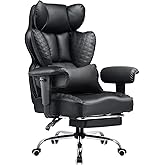COMHOMA Big and Tall Office Chair 400LBS Wide Ergonomic Gaming Chair with Deluxe Embossing Designed Leather with Foot Rest,150°Reclining Adjustable Armrests Pocket Spring Back Support and Pillow