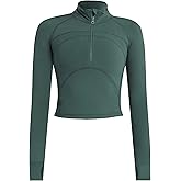 UANEO Long Sleeve Cropped Workout Tops for Women Gym Yoga Athletic Tops 1/2 Zip Jackets
