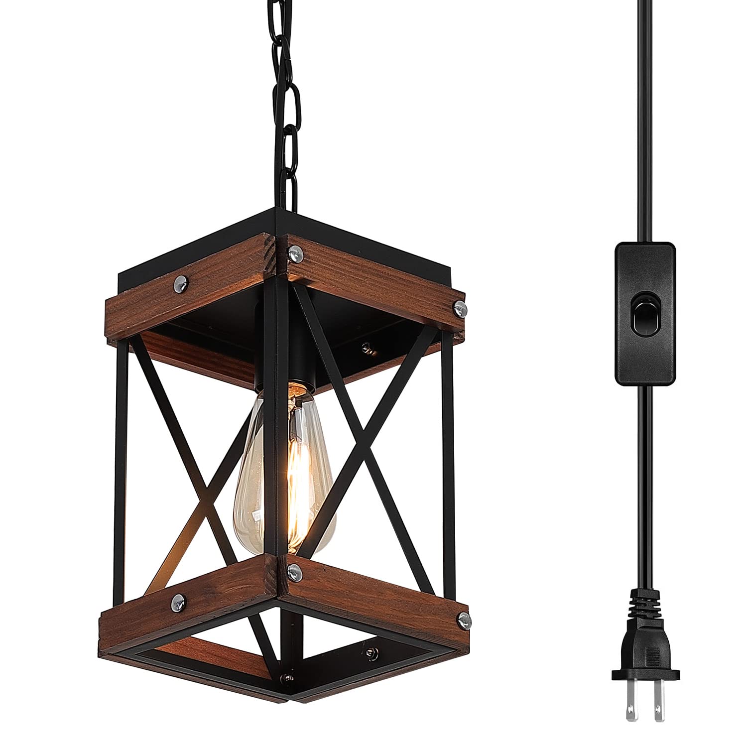 Fivess Lighting Rustic Farmhouse Plug in Pendant