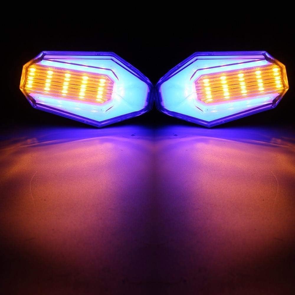 Ezip U Shape Dual Color LED DRL Daytime Running Lamp DC 12V Bike Motorbike Turn Singal Indicators Turning Lights for All Bikes (2, Blue)