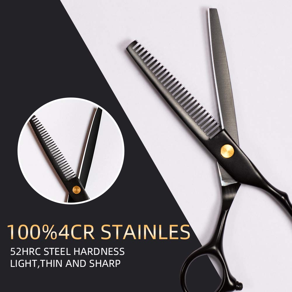 Hair Cutting Scissors Set 10 Pcs Hairdressing Scissors Kit Thinning Shears Clips Cape, Professional Barber Salon Home Shear Kit with Fine Adjustment Tension Screw Japanese Stainless Steel : Beauty