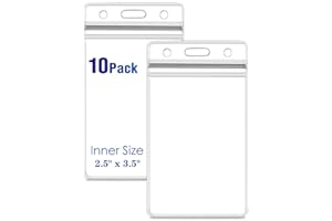 LEADER JIN Vertical ID Card Name Tag Badge Holder with Waterproof Type Resealable Zip (10 Packs)