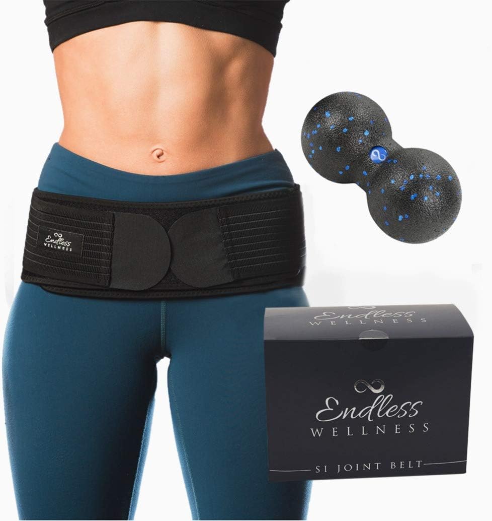 Si Belt โ Lower Back Support Belt for Women and Men โ Stabilizes and Relieves Pelvic and SI Joint Pain * Free Massage Ball and E-Book * Discreet Fit Sacroiliac Belt and Lower Back Hip Brace !