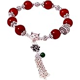 RITIM Natural Red Agate Healing Bracelet, Lucky Fox Charm Adjustable Bracelet for Women Men, Chakra Stone Beads for Positive Energy, Protection & Good Fortune, Meaningful Gift for Loved Ones