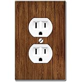 WIRESTER Duplex Outlet Cover Wall Plate/Switch Plate - Red Brown Wood
