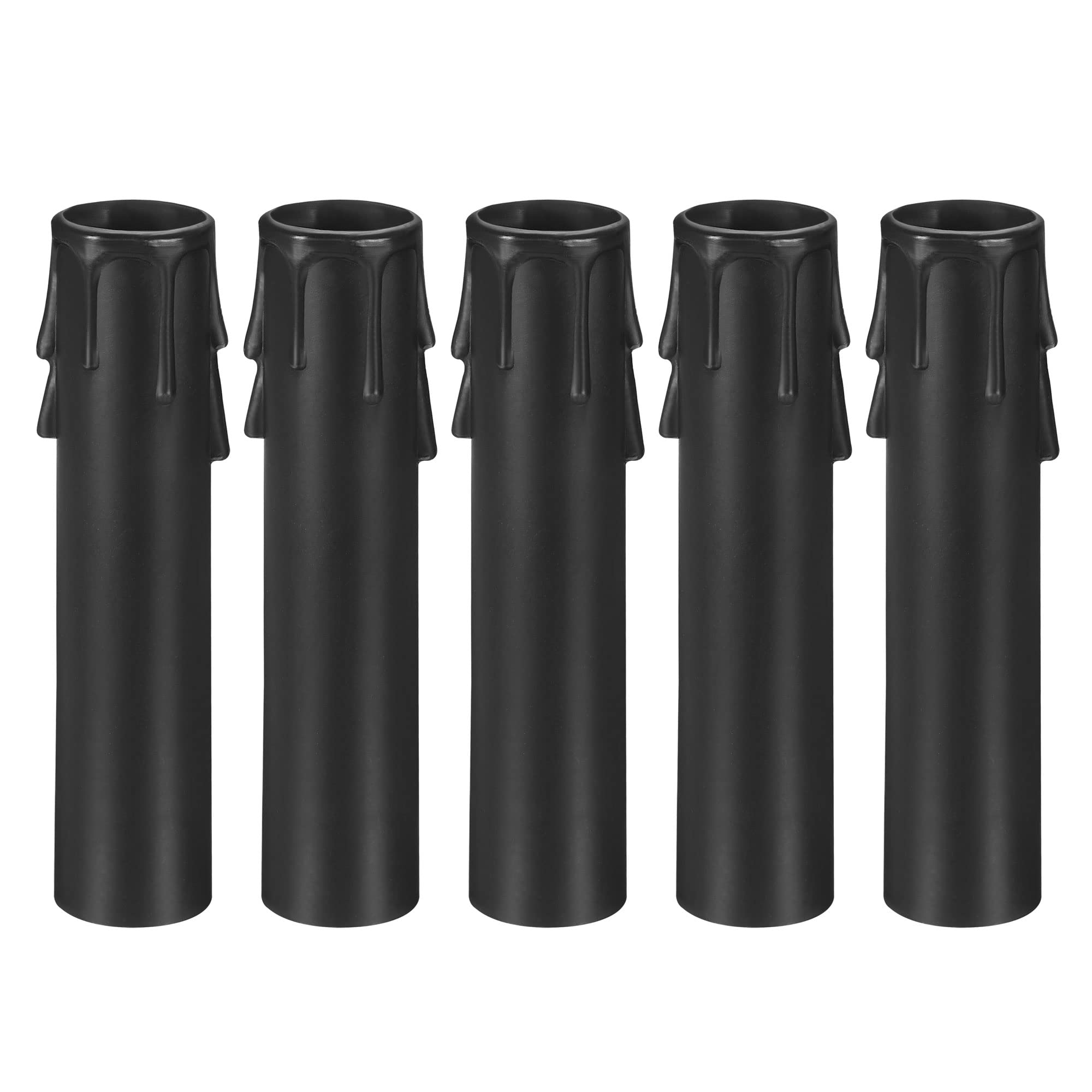 PATIKIL 22x105mm Candle Socket Covers, 5 Pack Plastic Sleeves Candelabra Base Accessories for E12/E14 Chandelier, Black