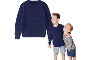 Curipeer Boys' Girls' Sweater Fall Solid Color Plaid Kids Crew Neck Pullover Winter