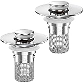 Sink Stopper Hair Catcher,(2PCS) Pop-up Sink Drain Strainer with Removable Stainless Steel Strainer Basket Hair Catcher, Bathroom Sink Strainer for Bathroom Sink Stopper Replacement