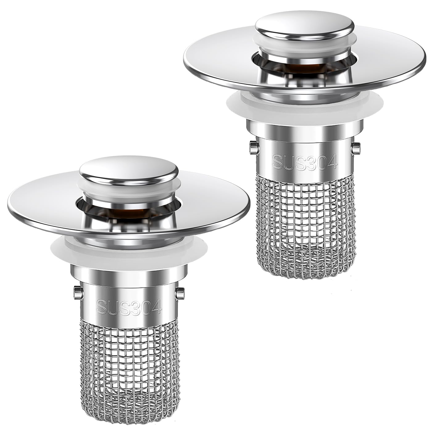 Photo 1 of 2PCS Sink Stopper Hair Catcher, Pop-up Sink Drain Strainer with Removable Stainless Steel Strainer Basket Hair Catcher, Bathroom Sink Strainer for Bathroom Sink Stopper Replacement