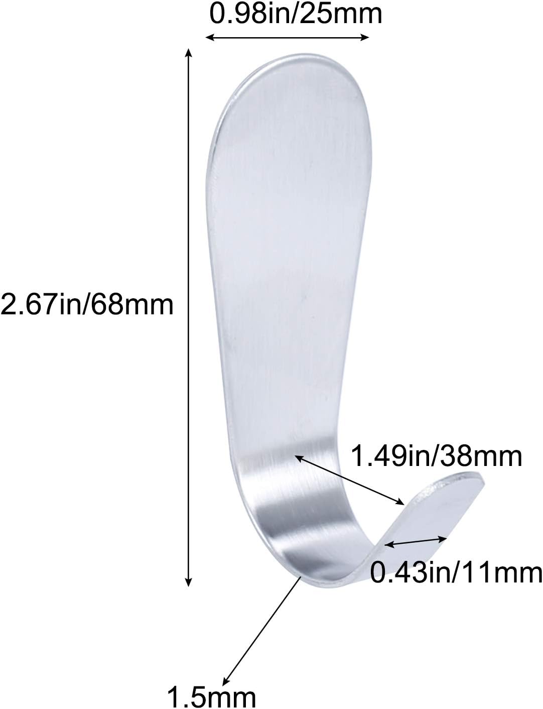 OUBTDK Adhesive Hooks 10Pcs Self Adhesive Hooks Heavy Duty Stick on Hooks Strong Wall Hanger J Hook Stainless Steel Sticky Wall Hooks for Kitchen Bathroom Office Toilet Waterproof and Rustproof - Image 3