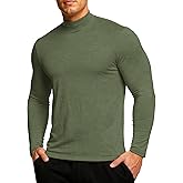 RGJU Men's Mock Turtleneck Long Sleeve Fitted Tee Shirts High Neck Base Layer Thermal Tshirt Triblend