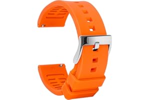 TStrap Silicone Watch Band for Men - Orange Quick Release Watch Band for Women Soft - Waterproof Smart Watch Bracelet Clasp - Correa de Silicona para Reloj Replacement - 18mm 19mm 20mm 21mm 22mm 24mm