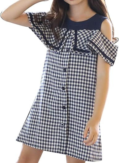 off shoulder plaid dress
