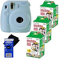 Fujifilm Instax Mini 8 Instant Film Camera (Blue) + Fujifilm Instax Mini Instant Film (60 sheets) + HeroFiber Ultra Gentle Cleaning Cloth