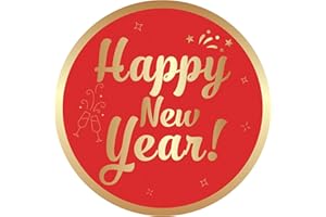 Anwyll Happy New Year Stickers - 120Pcs 2Inch Merry Christmas Gift Stickers Gold Foil Stamping Christmas Envelope Seal Label Sticker Self Adhesive Xmas Gift Sticker Happy Holidays Label for Card Gifts