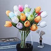 Buart Spring-Colors Tulip Flowers Artificial Luxury Big Tulip Valentine's Day Mother's Day Easter Home Kitchen Wedding Decorations(11pcs)