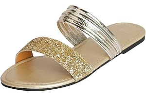 WAJCSHFS Sandals Women Bohemia Beach Sandal Flatform Sandals Slip On Slides Bling Fashion Open Toe Sandals Casual Flip-Flops