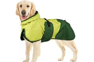 BRKURLEG Dog Raincoat for Small Medium and Large Dogs Waterproof Dog Rain Jacket Adjustable Hooded Dogs Raincoat Pet Rain Coat Poncho with Leash Hole, Reflective Strip, Green, XXXL