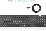 Arteck USB Wired Backlit Keyboard 7 Colors Full Size with Numeric Keypad view 2