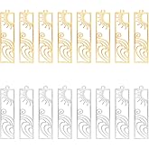 UNICRAFTALE 8pcs 2 Colors Sun Wave Charms Stainless Steel Rectangle Hollow Pendants Ocean Pendant 41x11mm Hypoallergenic Charms for Outdoor Lovers Surf Climbers