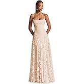 zoteno Spaghetti Strap Floral Bridesmaid Dresses for Women Cowl Neck Lace Pleated A-Line Long Formal Dresses 2026