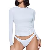 Avidlove Women Double Lined Basic Fitted T Shirts Long Sleeve Crew Neck Top with Underwear S-XXL