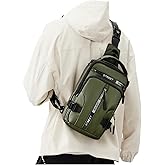 Crossbody Sling Backpacks Sling Bag for Men Women, Small Shoulder Backpack Motorcycle Chest Bags One Strap Backpack, Mini Chest Daypack for Casual Travel Hiking Gym Outdoor Sports Green