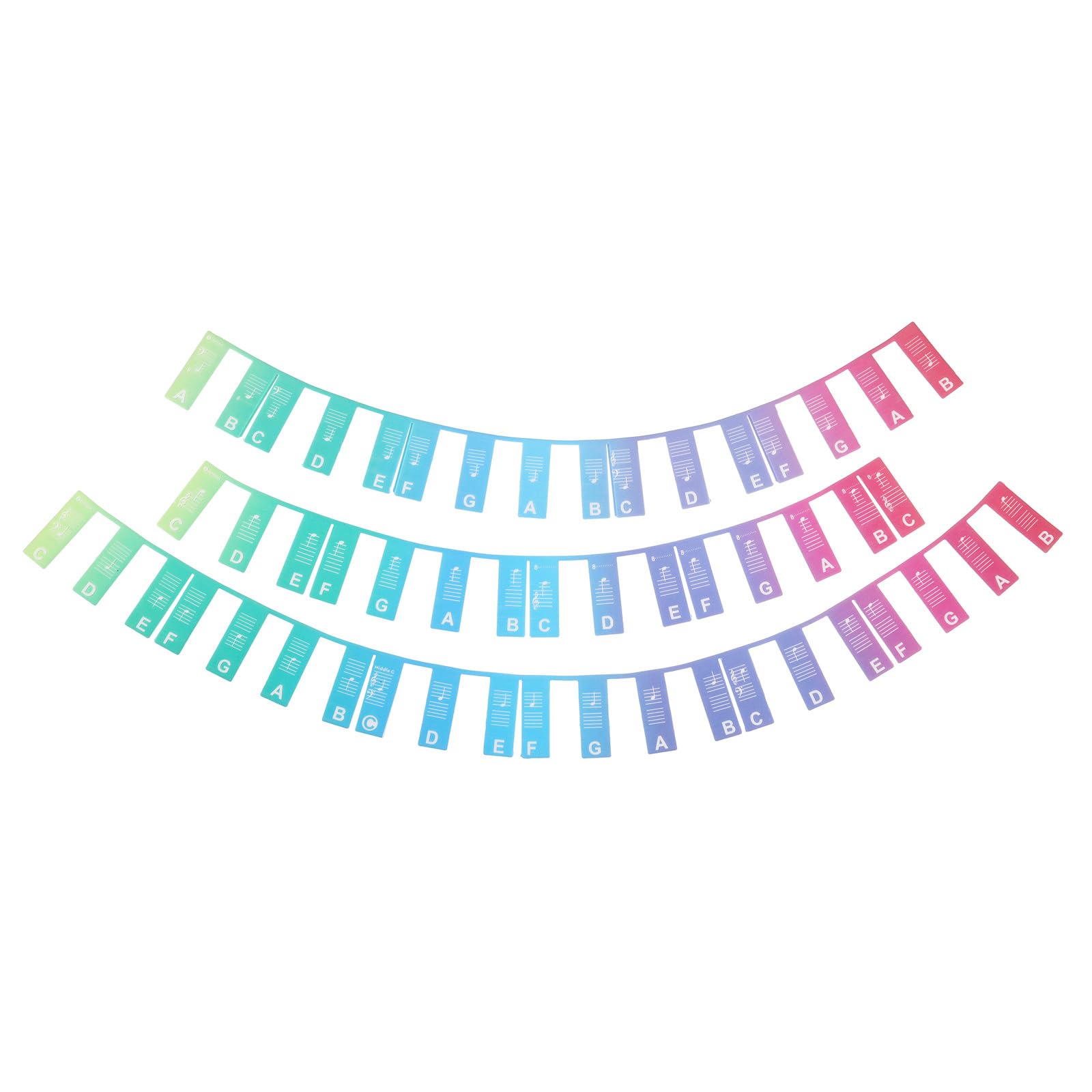 PATIKIL Piano Keyboard Note Label, 88Key Full Size Silicone Removable No Need Stickers Keyboard Piano Note Guide for Beginners Piano Learning, Rainbow Color
