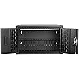 AQNIEGEP 16-Device Charging Station for Laptops/Tablets, Wall-Mount Charging Cabinet for Chromebooks/Laptop Computers, Laptop & Tablet Storage Carts for Classroom/Library/Office/Lockable, Black