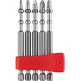 Vessel IMAPCT Ball Torsion Bit with Magnetic Charge Holder 5 Piece Set Includes (1) PH2, (1) PH3, (1) SQ1, (1) SQ2 and (1) SQ