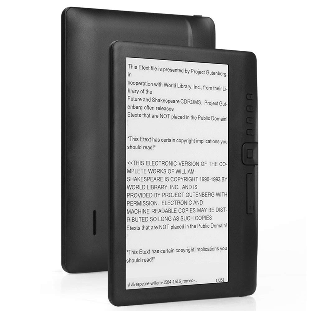Ebook Reader, Moontie 7 Inch Black LCD Color Screen E-Book Reader with Waterproof, 8GB E-Book Reader
