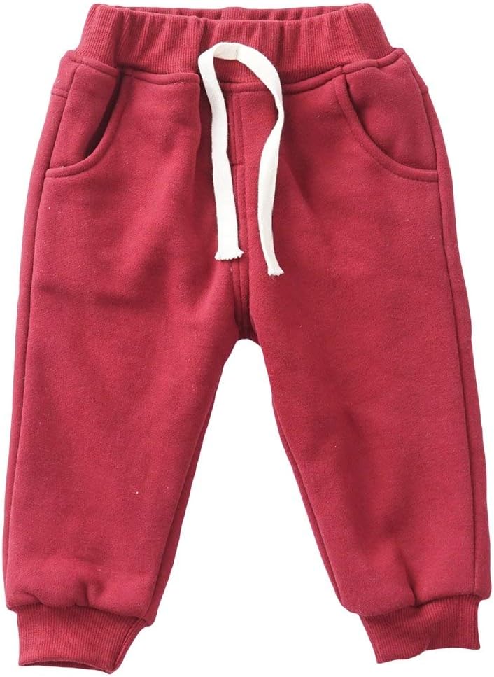 Happy childhood Baby Boys Girls Cotton Elastic Waist Pants Winter Solid Thicken Trousers Casual Sweatpants Bottoms