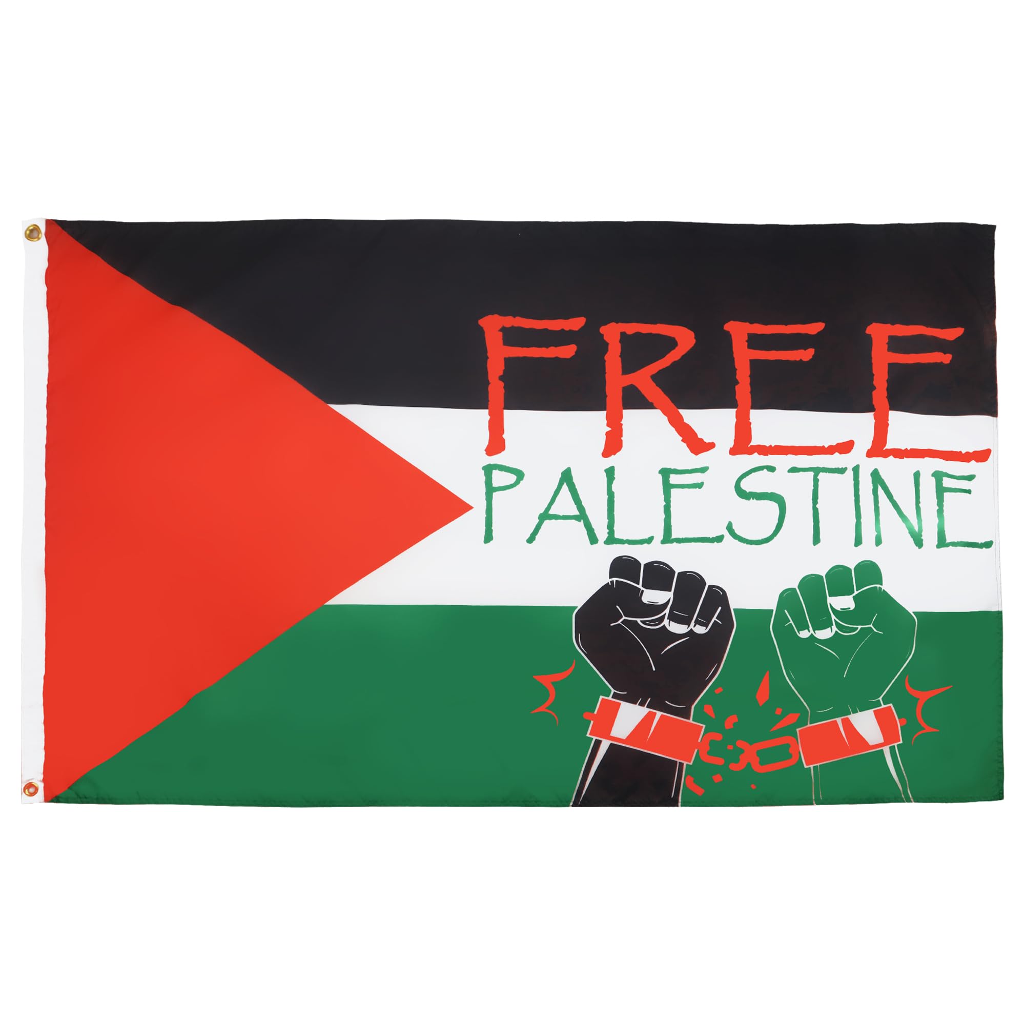 AZ FLAG - Free Palestine With Handcuffs Flag - 3x5 Ft - 100D Polyester Palestinian Banner with Two Metal Grommets - Fade Resistant - Vivid Colors - 3' x 5' Feet - 150x90 Cm