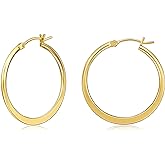 Gacimy 14K Gold Plated Hoop Earrings for Women 14k Real Gold Plated, Medium Hypoallergenic Earrings Hoops for Women 30mm