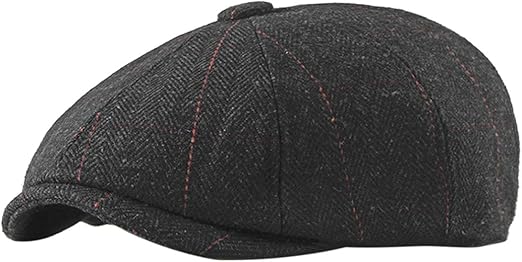 black tweed cap